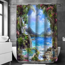 Shower Curtain with 12 Hooks 180cm*180cm(70