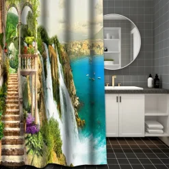 Shower Curtain with 12 Hooks 180cm*180cm(70