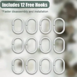 Shower Curtain With 12 Hooks, Waterproof and Mildew-Proof Polyester Bath Curtain, Machine Washable Fabric Bath Curtains, Hummingbirds Flowers Pattern Bathroom Decor