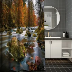 Shower Curtain with 12 Hooks 180cm*180cm(70