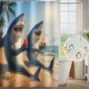 Shower Curtain with 12 Hooks 180cm*180cm(70"*70") Polyester Washable Waterproof Pattern Bathroom Bathtub Decor Animal Sharks
