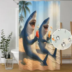 Shower Curtain with 12 Hooks 180cm*180cm(70