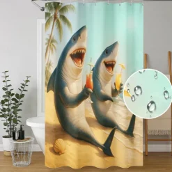 Shower Curtain with 12 Hooks 180cm*180cm(70