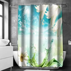 Shower Curtain with 12 Hooks 180cm*180cm(70"*70") Polyester Washable Waterproof Rustic Farmhouse Wooden Vintage Barn Pattern