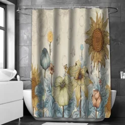 Shower Curtain with 12 Hooks 180cm*180cm(70
