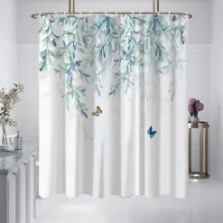Shower Curtain with 12 Hooks 180cm*180cm(70"*70") Polyester Washable Waterproof Pattern Bathroom Bathtub Decor Wisteria Flower Shower
