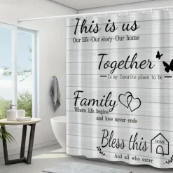 Shower Curtain with 12 Plastic Hooks 180cm*180cm(70