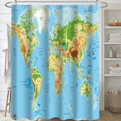 Shower Curtain with Hooks 180cm*180cm(70