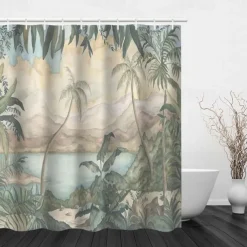 Shower Curtain with Hooks 180cm*180cm(70