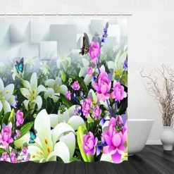 Shower Curtain with Hooks 180cm*180cm(70