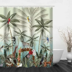 Shower Curtain with Hooks 180cm*180cm(70
