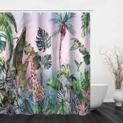 Shower Curtain with Hooks 180cm*180cm(70