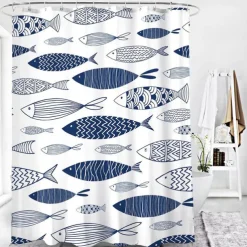 Shower Curtain with Hooks 180cm*180cm(70