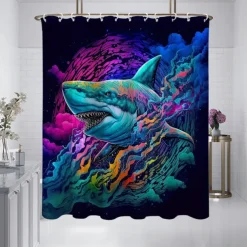 Shower Curtain with Hooks 180cm*180cm(70"*70") Polyester Washable Waterproof Pattern Bathroom Bathtub Decor Animal Eagle