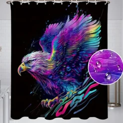 Shower Curtain with Hooks 180cm*180cm(70"*70") Polyester Washable Waterproof Pattern Bathroom Bathtub Decor Animal Eagle