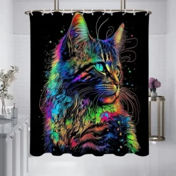 Shower Curtain with Hooks 180cm*180cm(70