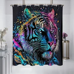 Shower Curtain with Hooks 180cm*180cm(70