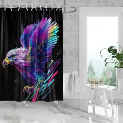 Shower Curtain with Hooks 180cm*180cm(70