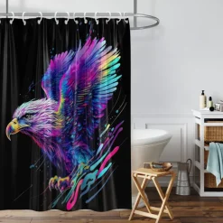 Shower Curtain with Hooks 180cm*180cm(70
