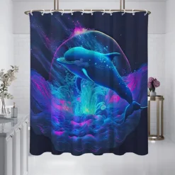 Shower Curtain with Hooks 180cm*180cm(70