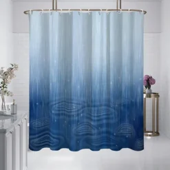 Shower Curtain with Hooks 180cm*180cm(70"*70") Polyester Washable Waterproof Floral Rainy Pattern Bathroom Decor