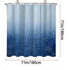 Shower Curtain with Hooks 180cm*180cm(70