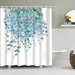 Shower Curtain with Hooks 180cm*180cm(70