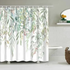 Shower Curtain with Hooks 180cm*180cm(70
