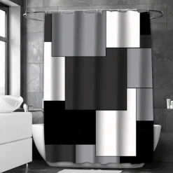 Shower Curtain with Hooks 180cm*180cm(70"*70") Polyester Washable Waterproof Geometric Modern Simple Pattern