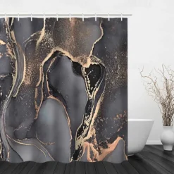 Shower Curtain with Hooks 180cm*180cm(70"*70") Polyester Washable Waterproof Marble Abstract Pattern