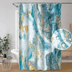 Shower Curtain with Hooks 180cm*180cm(70"*70") Polyester Washable Waterproof Marble Abstract Pattern