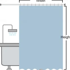 Shower Curtain with Hooks 180cm*180cm(70