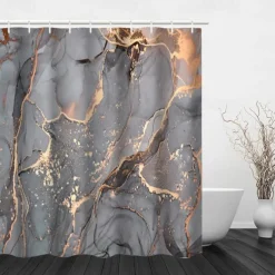 Shower Curtain with Hooks 180cm*180cm(70