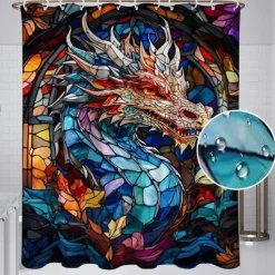 Shower Curtain with Hooks 180cm*180cm(70"*70") Polyester Washable Waterproof Pattern Bathroom Bathtub Decor Animal Flower