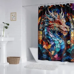 Shower Curtain with Hooks 180cm*180cm(70