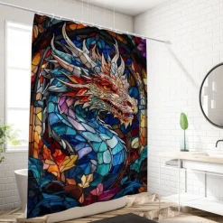 Shower Curtain with Hooks 180cm*180cm(70