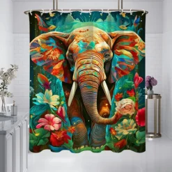Shower Curtain with Hooks 180cm*180cm(70