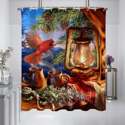 Shower Curtain with Hooks 180cm*180cm(70