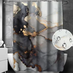 Shower Curtain with Hooks 180cm*180cm(70"*70") Polyester Washable Waterproof Marble Abstract Pattern