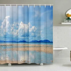 Shower Curtain with Hooks 180cm*180cm(70