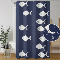 Shower Curtain with Hooks 180cm*180cm(70