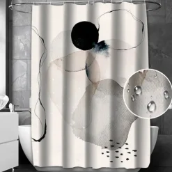 Shower Curtain with Hooks 180cm*180cm(70"*70") Polyester Washable Waterproof Landscape Floral Plant Pattern