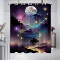 Shower Curtain with Hooks 180cm*180cm(70"*70") Polyester Washable Waterproof Pattern Bathroom Bathtub Deco Seaside Ocean Beach