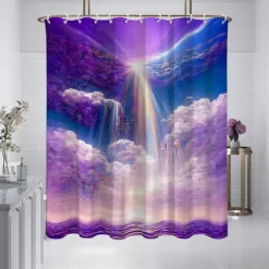Shower Curtain with Hooks 180cm*180cm(70