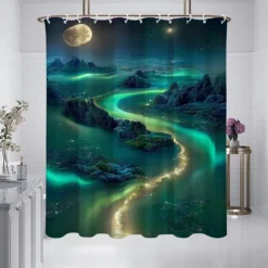 Shower Curtain with Hooks 180cm*180cm(70