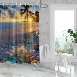 Shower Curtain with Hooks 180cm*180cm(70