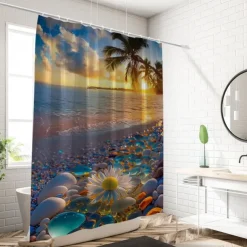 Shower Curtain with Hooks 180cm*180cm(70