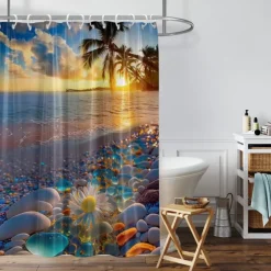 Shower Curtain with Hooks 180cm*180cm(70