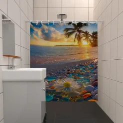 Shower Curtain with Hooks 180cm*180cm(70