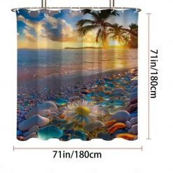 Shower Curtain with Hooks 180cm*180cm(70